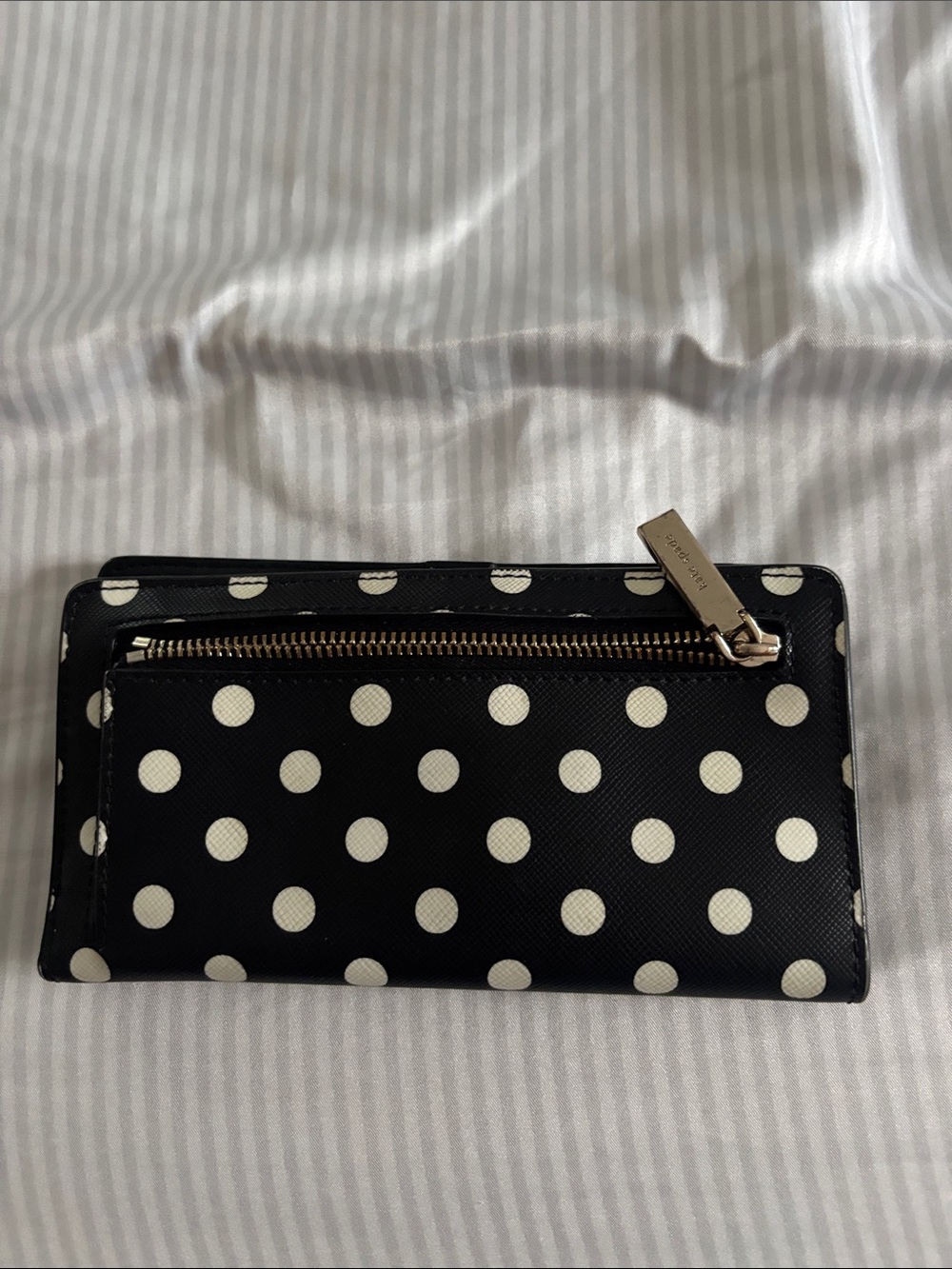kate spade Black and White Polka Dot Zip Wallet
